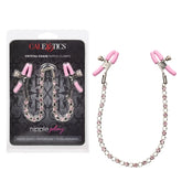 Nipple Play Crystal Chain Adjustable Nipple Clamps with Pink Silicone Coating and Sparkling Crystals Nipple Clips